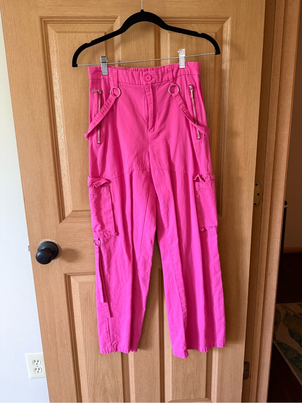 Women’s Pink Cargo Pants with Utility Details